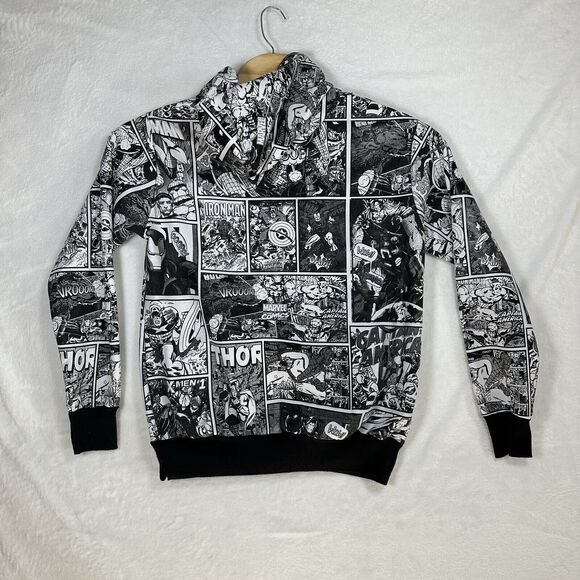 Marvel Comics Men’s Hoodie Size Small/Medium AOP Black And White - Picture 2 of 13